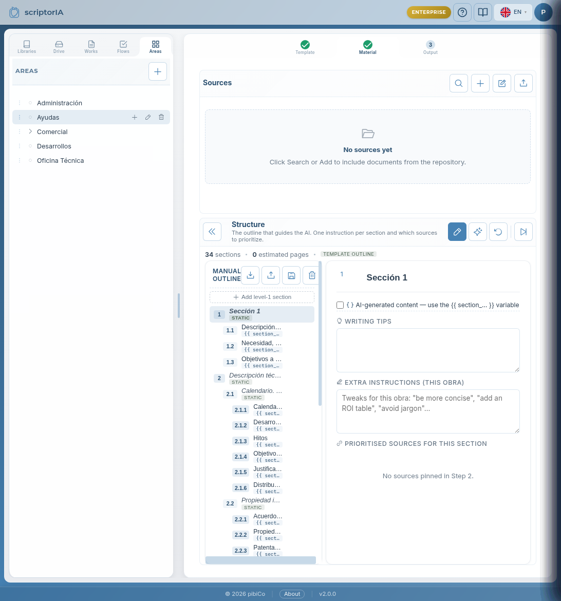 Template configuration